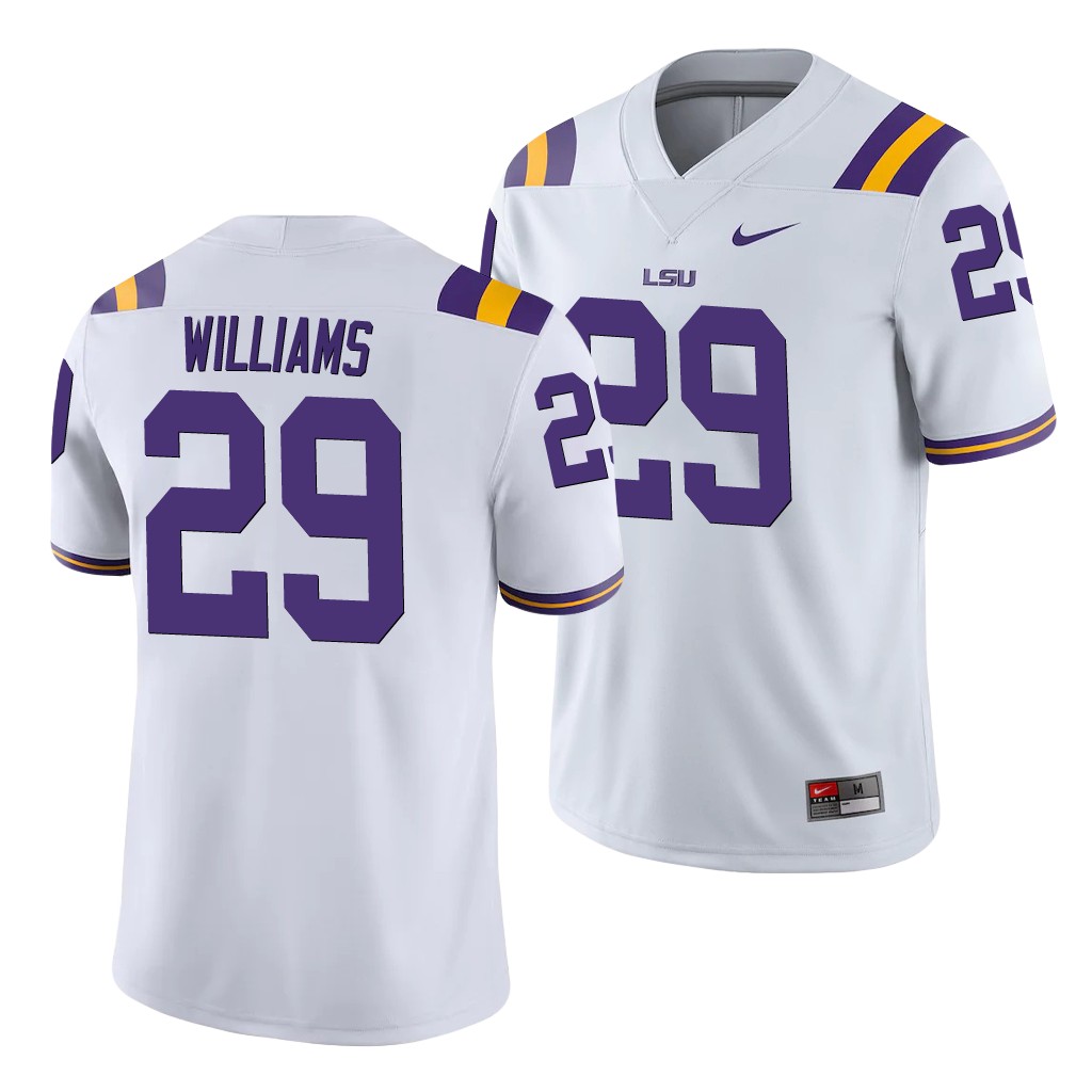 LSU Tigers Greedy Williams White College Game Jersey XH11XGXV