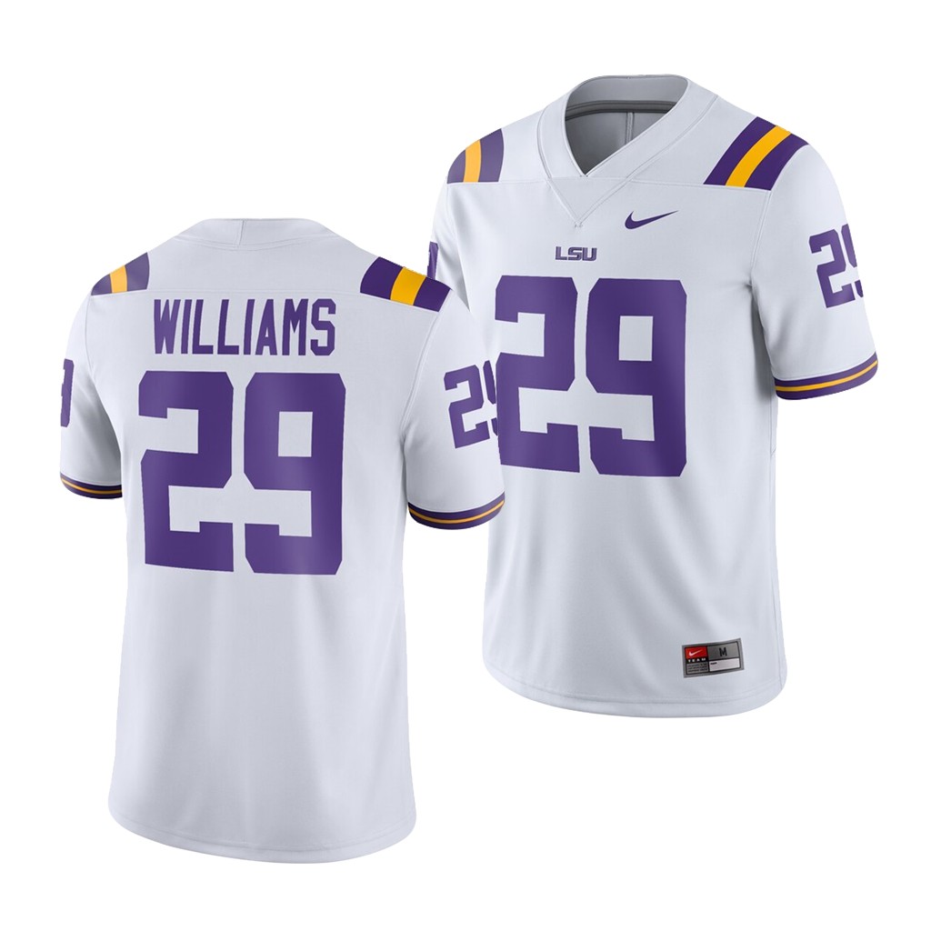 LSU Tigers Greedy Williams White Game Jersey 9CH3OGXV
