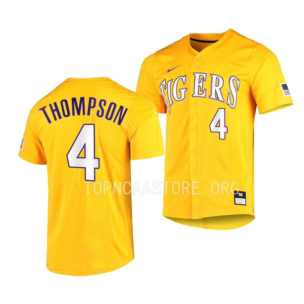 LSU Tigers Jordan Thompson Vapor Untouchable Elite Gold #4 Jersey Full-Button L7KKPGXV