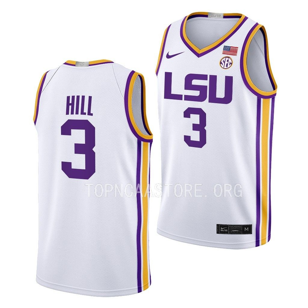 LSU Tigers Justice Hill Limited uniform White #3 Jersey 2022-23 TPVYGGXV