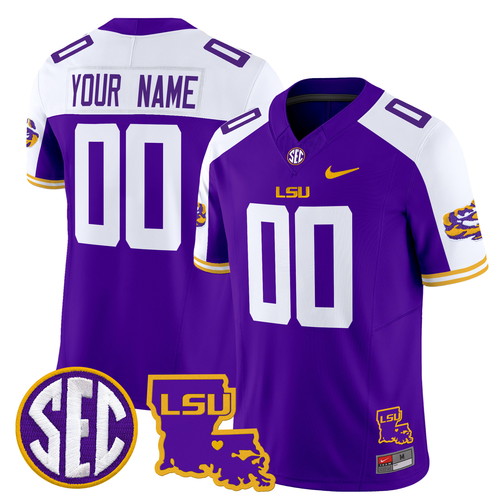 LSU Tigers Louisiana Patch Vapor Limited Custom Jersey - All Stitched #1 E2AN2GXV