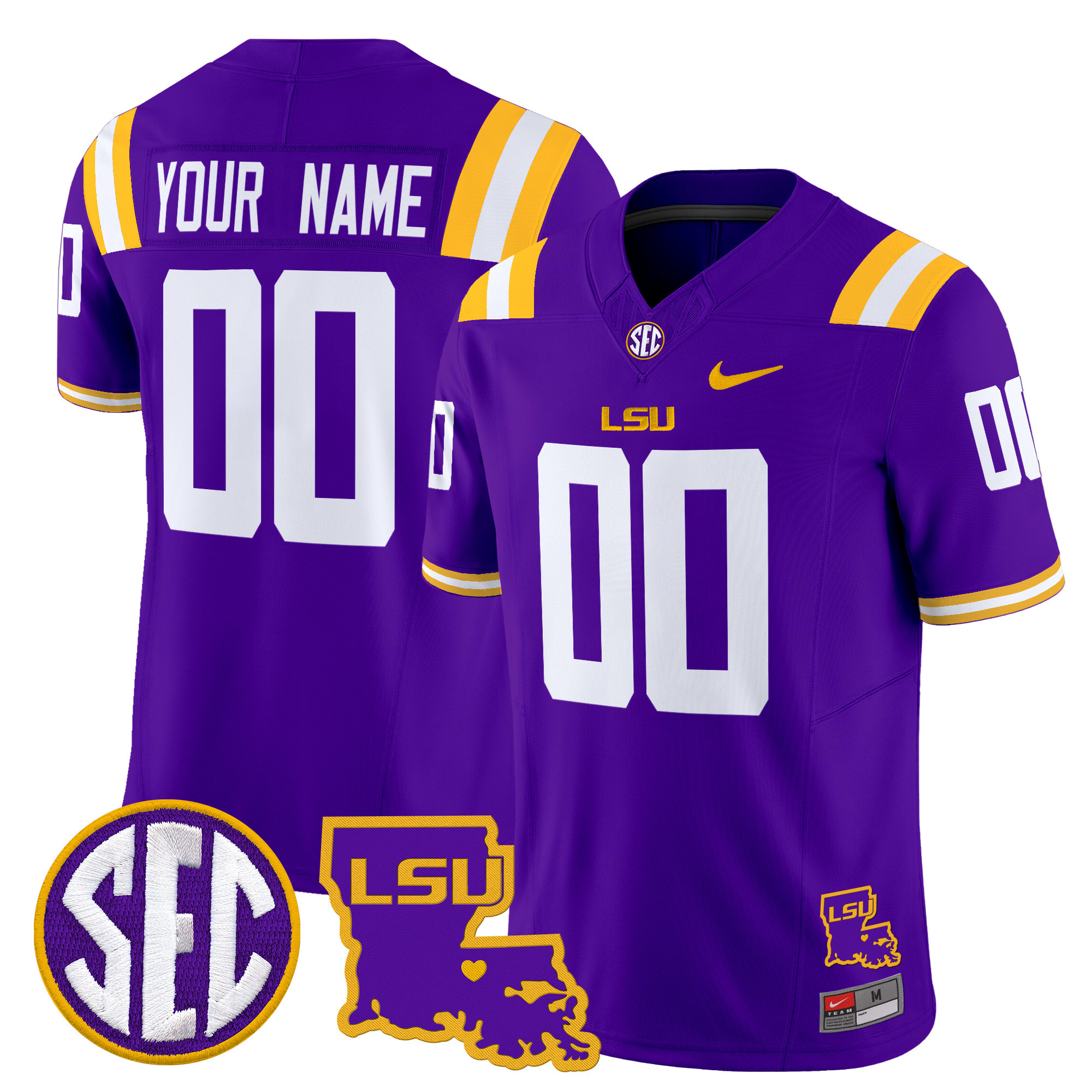 LSU Tigers Louisiana Patch Vapor Limited Custom Jersey - All Stitched #2 BORW1GXV