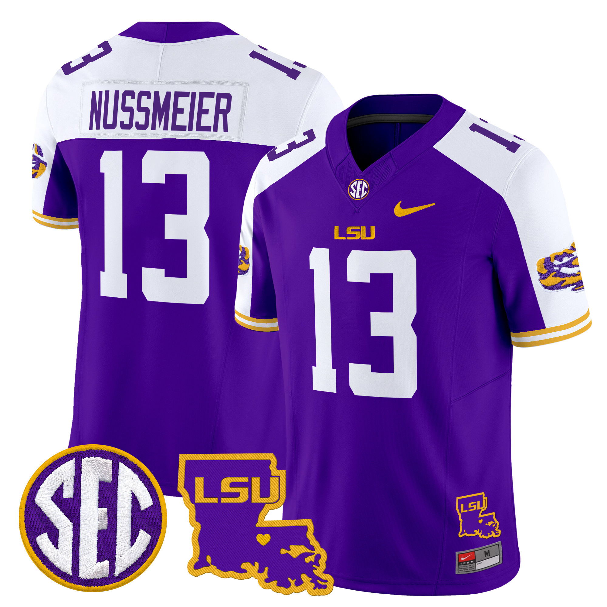 LSU Tigers Louisiana Patch Vapor Limited Jersey - All Stitched #1 W2B19GXV