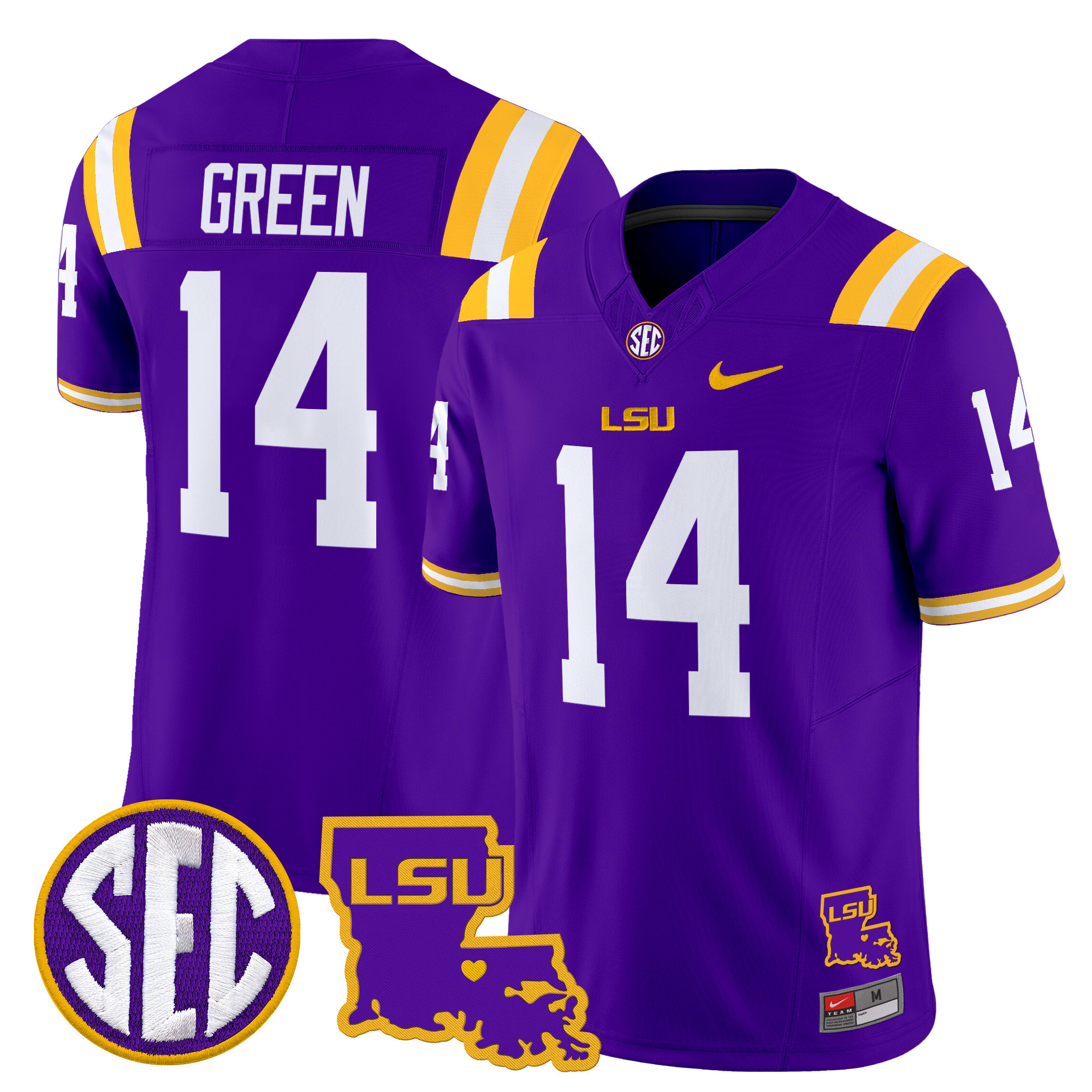 LSU Tigers Louisiana Patch Vapor Limited Jersey - All Stitched #15 CJSGAGXV