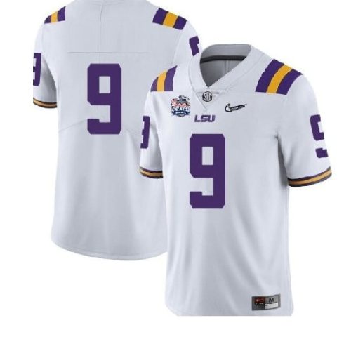 LSU Tigers NO NAME #9 College Football Jersey White Diamond Quest VXKSTGXV