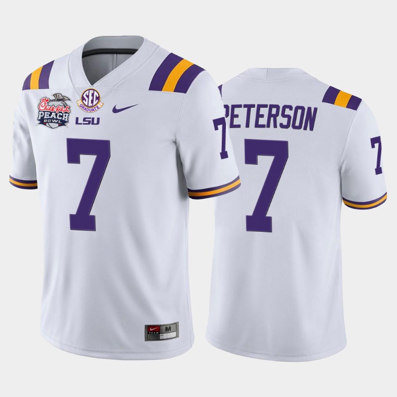 LSU Tigers Patrick Peterson White -20 Home Peach Bowl Champions Jersey College WEYSGGXV