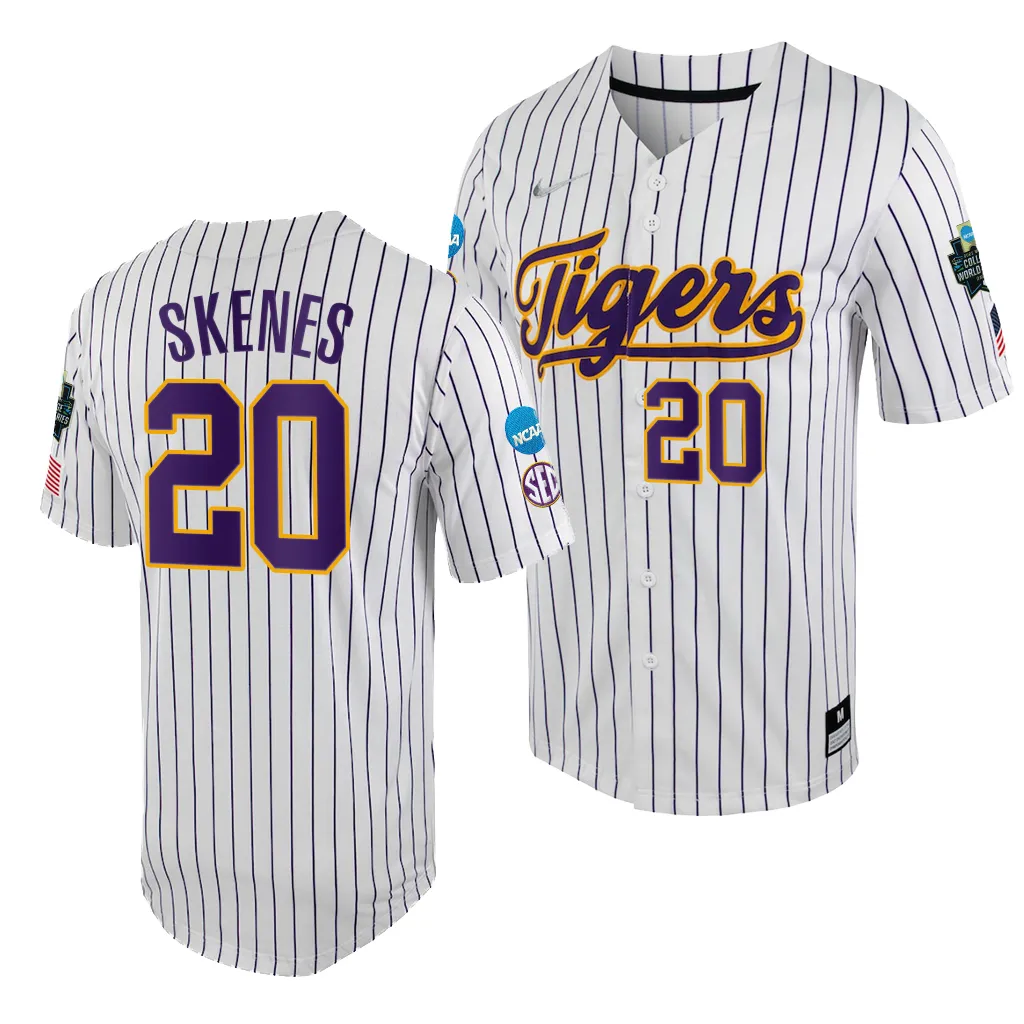 LSU Tigers Paul Skenes College World Series White Purple #20 Jersey PHWX0GXV