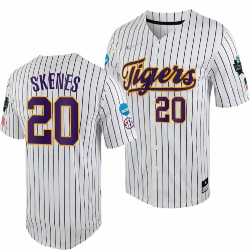 LSU Tigers Paul Skenes Jersey College World Series White Purple #20 College Baseball A5MVQGXV