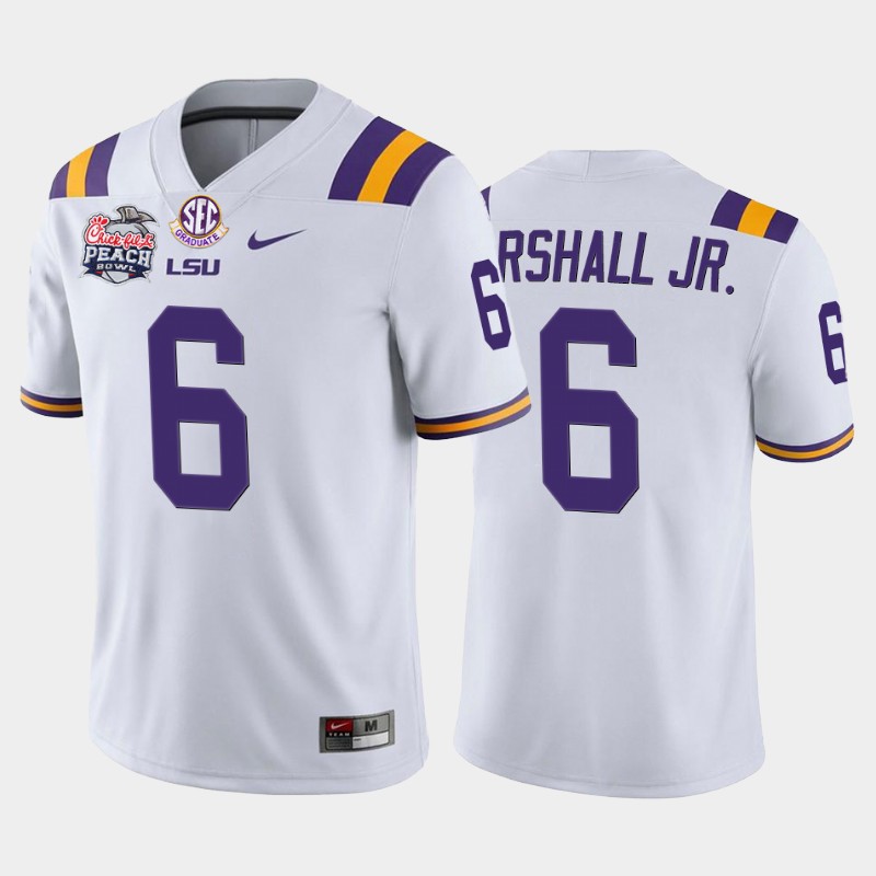 LSU Tigers Terrace Marshall Jr. White -20 Home Peach Bowl Champions Jersey College BIGQWGXV