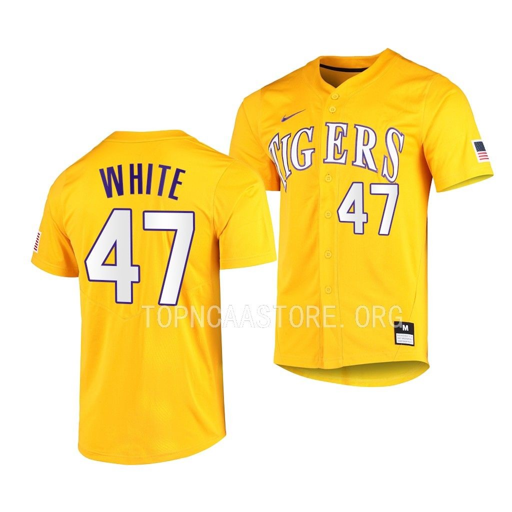 LSU Tigers Tommy White Vapor Untouchable Elite Gold #47 Jersey Full-Button AXAK0GXV