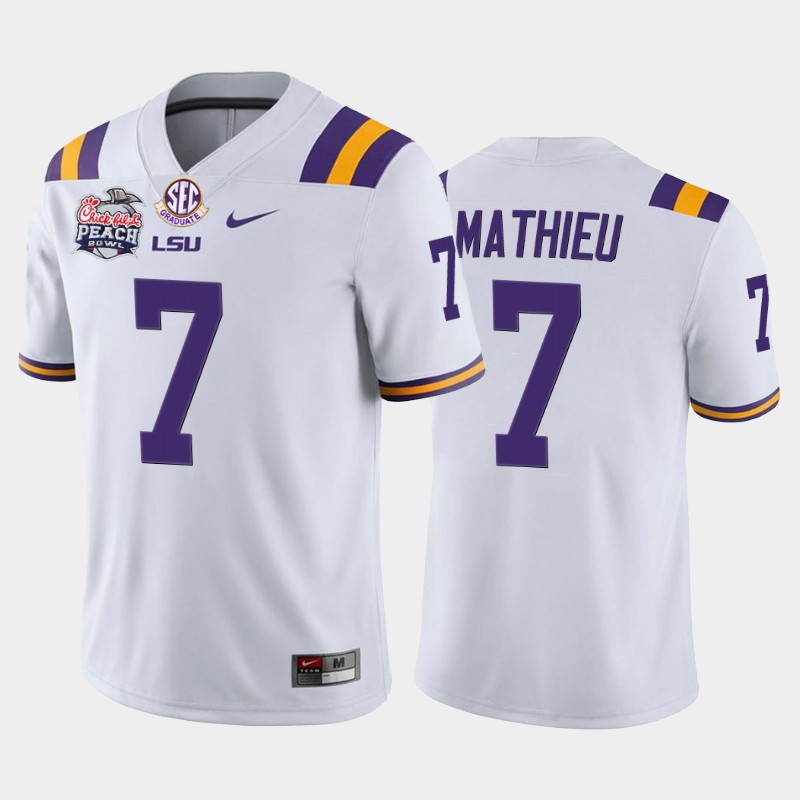 LSU Tigers Tyrann Mathieu White -20 Home Peach Bowl Champions Jersey College TQQG5GXV
