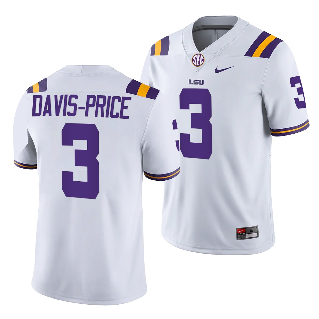 LSU Tigers Tyrion Davis-Price 3 White -22 College Game Jersey Men INZGHGXV