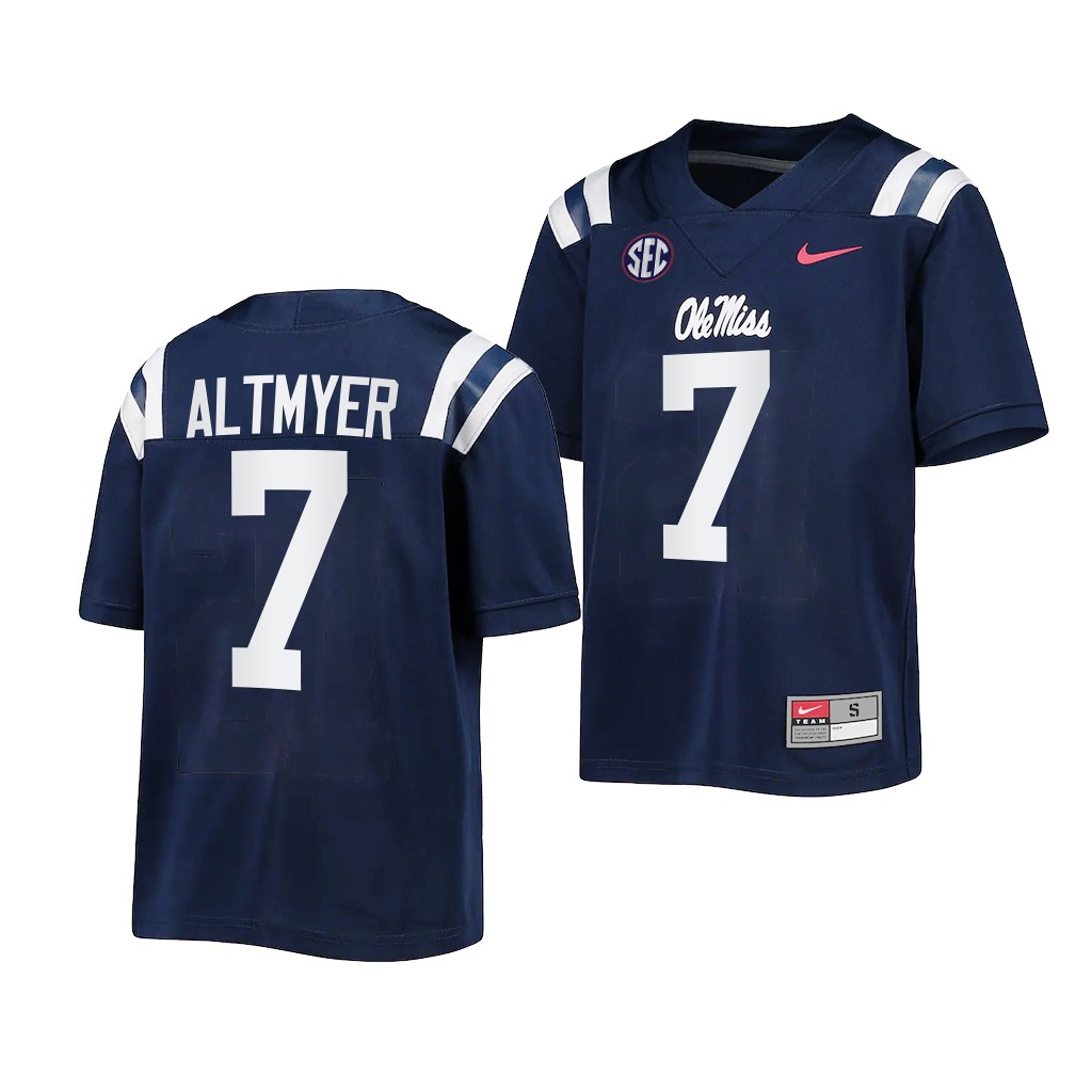Luke Altmyer Ole Miss Rebels Navy 2022-23 Untouchable Game Youth Jersey DAU6IGXV