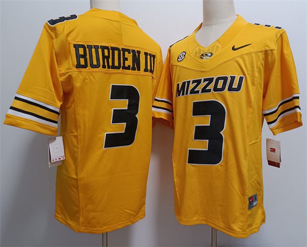 Luther Burden III Jersey #3 Missouri Tigers F.U.S.E. Gold College Football Stitched YIM2OGXV