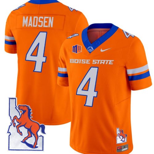 Maddux Madsen Jersey #4 Boise State Broncos Map Patch Vapor Football Orange G5B2DGXV