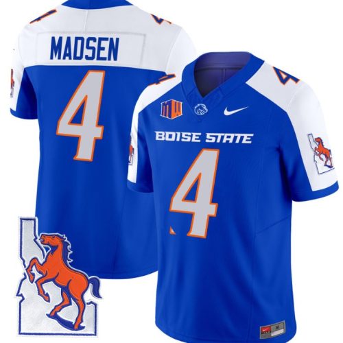 Maddux Madsen Jersey #4 Boise State Broncos Map Patch Vapor Football Royal Alterante FEAB4GXV