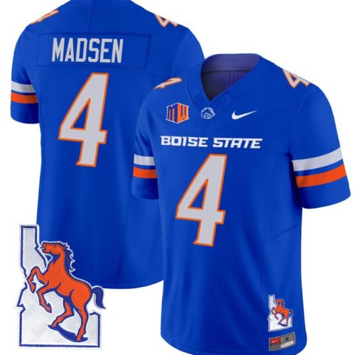 Maddux Madsen Jersey #4 Boise State Broncos Map Patch Vapor Football Royal D20ONGXV