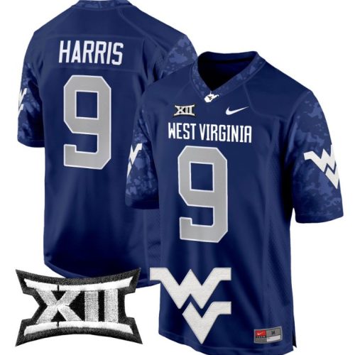 Major Harris Jersey #9 West Virginia Mountaineers Game Football Navy 09KNZGXV