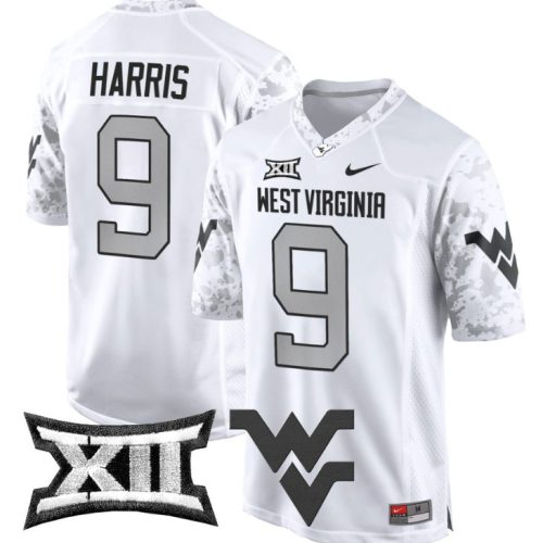 Major Harris Jersey #9 West Virginia Mountaineers Game Football White NDYTFGXV