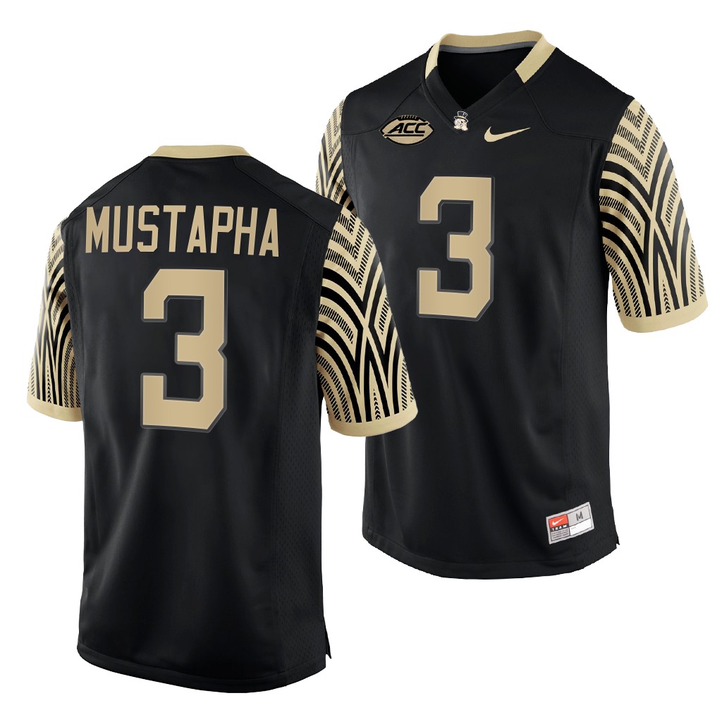 Malik Mustapha Wake Forest Demon Deacons #3 Black Jersey 2022-23 College Uniform KZJSDGXV