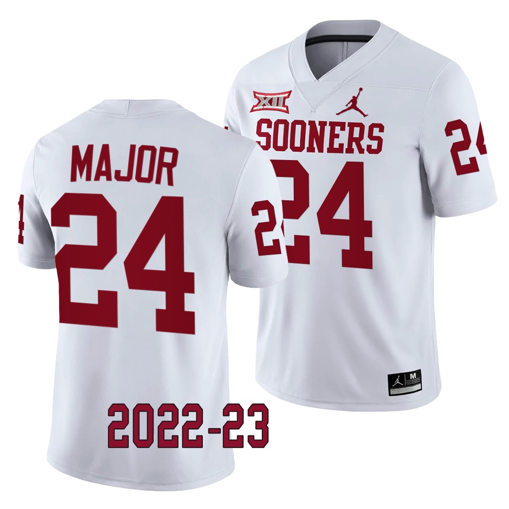 Marcus Major Oklahoma Sooners 2022-23 College Game Jersey White #24 Uniform QACJQGXV