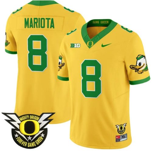 Marcus Mariota Jersey #8 Oregon Duck Forever Gang Green Football Gold LGWEGGXV