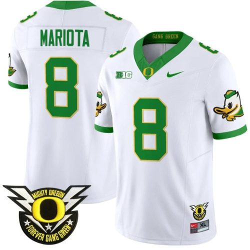 Marcus Mariota Jersey #8 Oregon Duck Forever Gang Green Football White 78SP5GXV