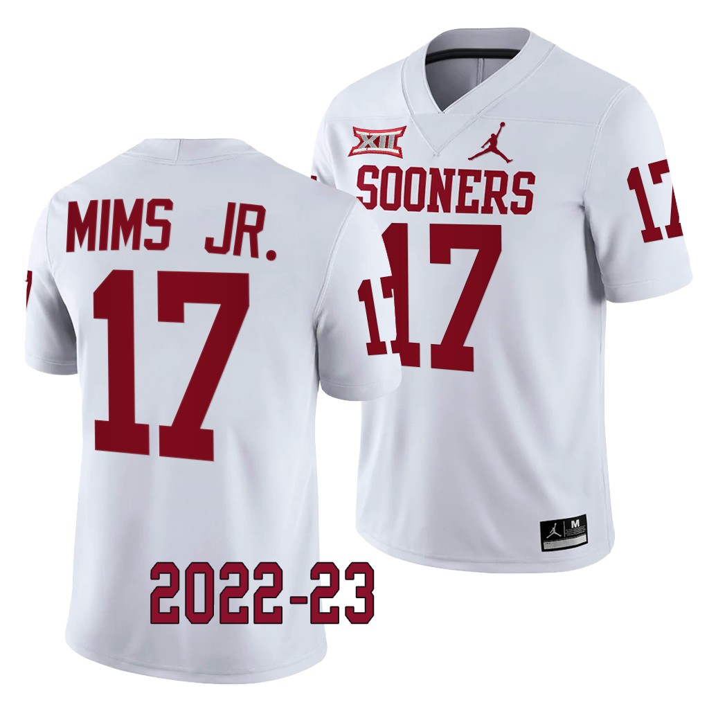 Marvin Mims Jr. Oklahoma Sooners 2022-23 College Game Jersey White #17 Uniform JO4QRGXV