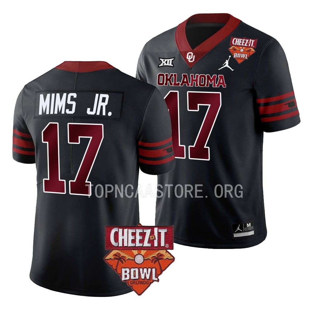 Marvin Mims Jr. Oklahoma Sooners Cheez-It Bowl #17 Jersey Black College Uniform YZIR9GXV