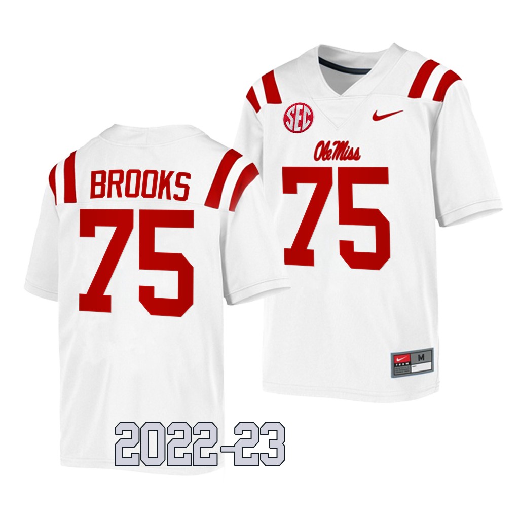 Mason Brooks Ole Miss Rebels College White Men Game 75 Jersey 2022-23 QQEFUGXV