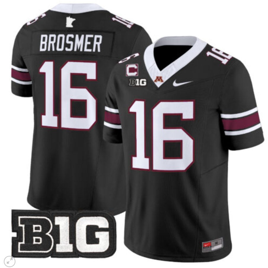 Max Brosmer Jersey #16 Minnesota Golden Gophers Vapor Limited Football Black YWHD2GXV