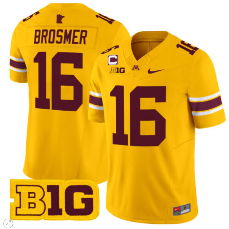 Max Brosmer Jersey #16 Minnesota Golden Gophers Vapor Limited Football Gold S5NZZGXV