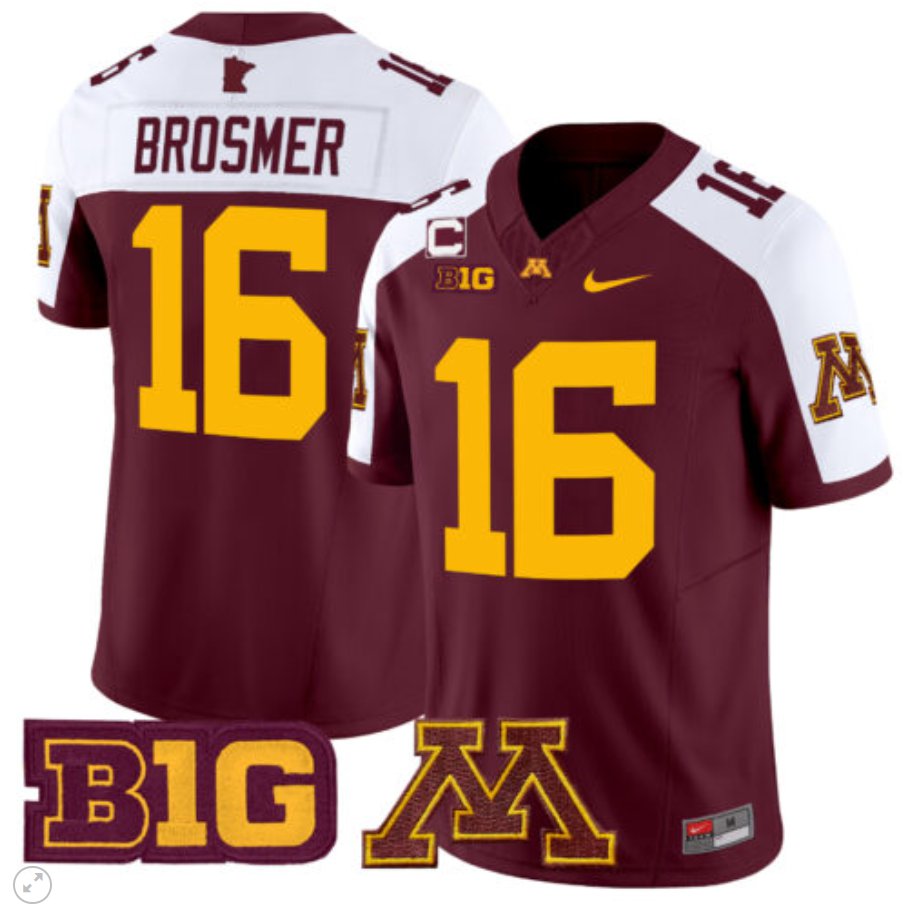Max Brosmer Jersey #16 Minnesota Golden Gophers Vapor Limited Football Maroon Alternate LE1TAGXV