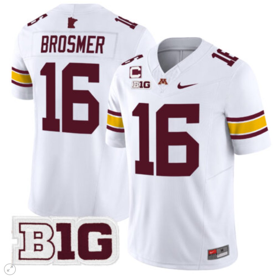 Max Brosmer Jersey #16 Minnesota Golden Gophers Vapor Limited Football White ZNAS4GXV