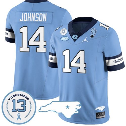 Max Johnson Jersey #14 North Carolina Tar Heels Vapor College Football Stitched Alternate Blue OXE2NGXV