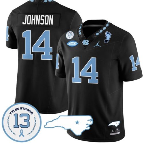 Max Johnson Jersey #14 North Carolina Tar Heels Vapor College Football Stitched Black AZ6KQGXV