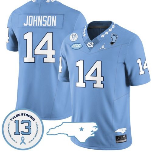 Max Johnson Jersey #14 North Carolina Tar Heels Vapor College Football Stitched Blue BKSPMGXV