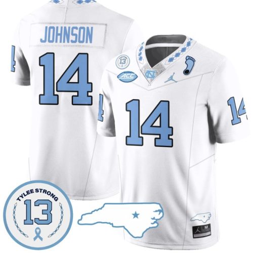 Max Johnson Jersey #14 North Carolina Tar Heels Vapor College Football Stitched White ITZ55GXV