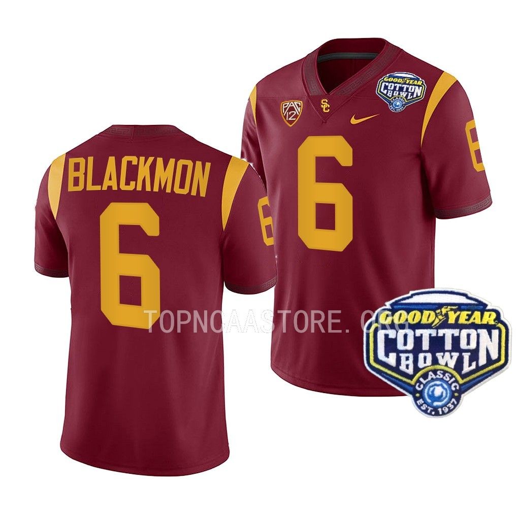Mekhi Blackmon USC Trojans Cotton Bowl Cardinal Men College 6 Jersey YCIAEGXV