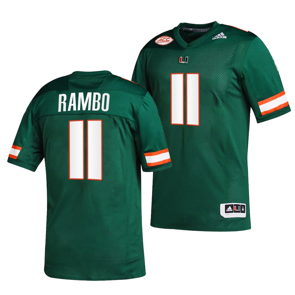 Miami Hurricanes Charleston Rambo 11 Green -22 College Jersey Men XHJC5GXV