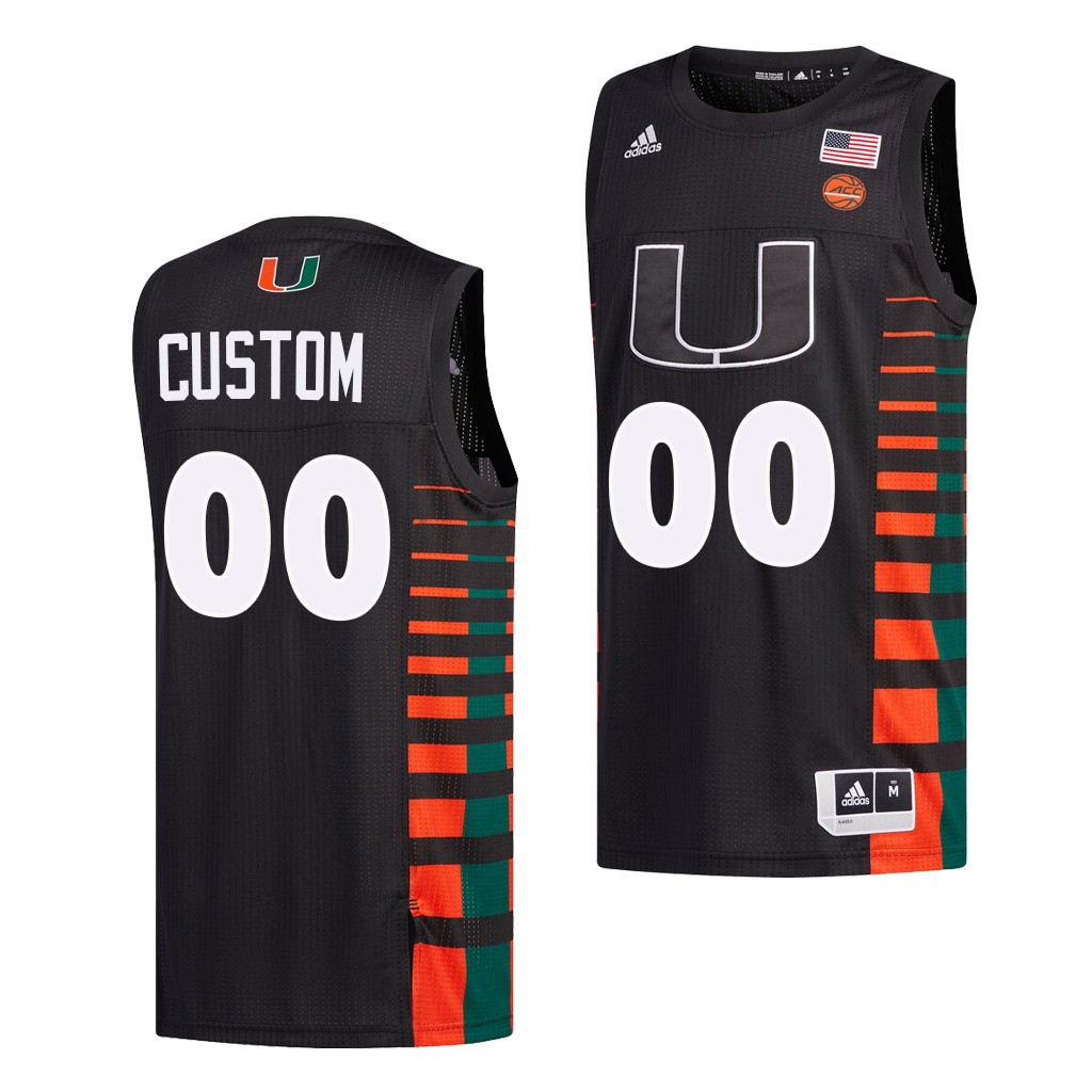 Miami Hurricanes Custom #00 Black College uniform Jersey YPW3CGXV