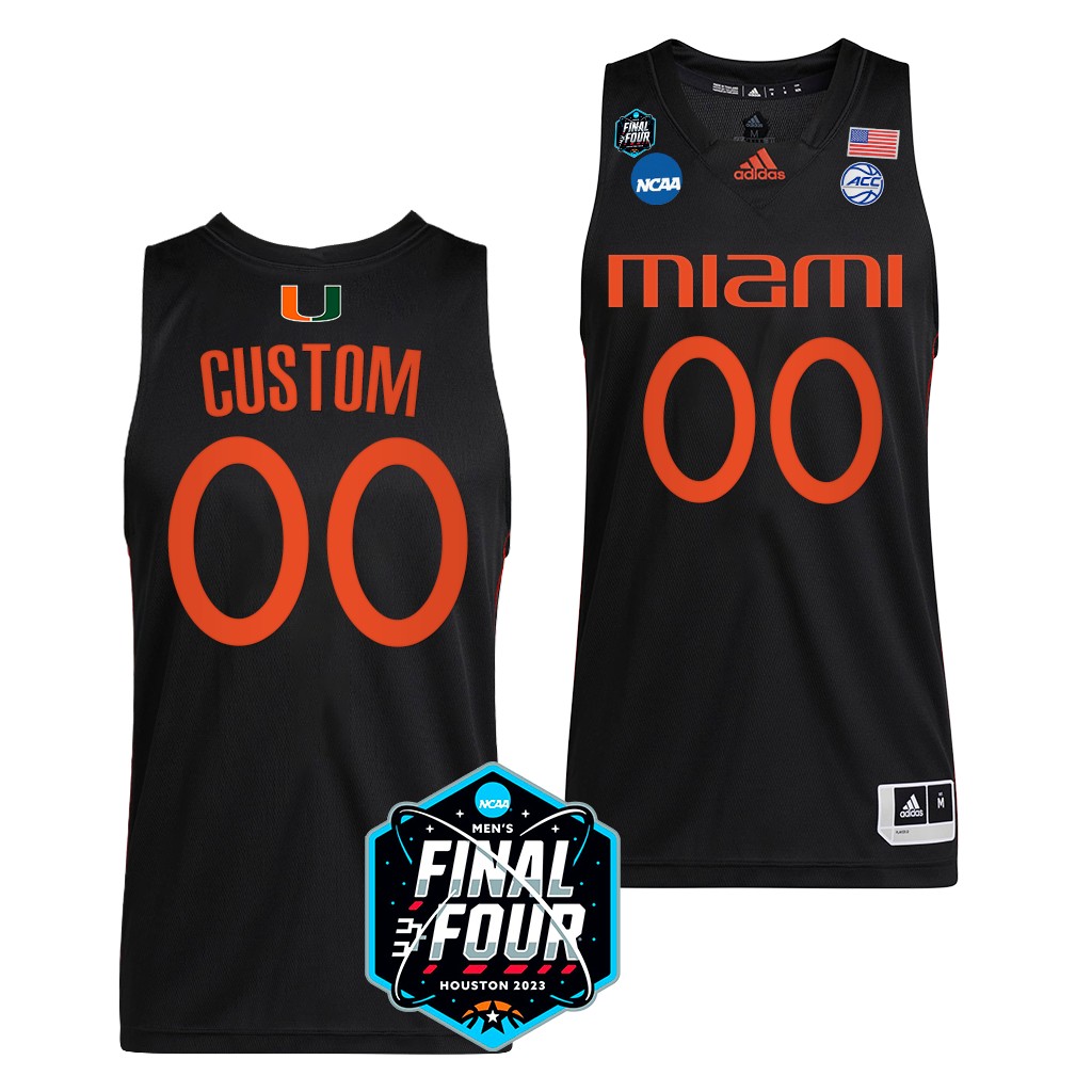 Miami Hurricanes Custom Final Four Mens Jersey Black #00 T9PWTGXV