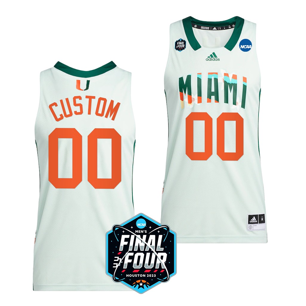 Miami Hurricanes Custom Final Four Mens Jersey White #00 BQTPQGXV