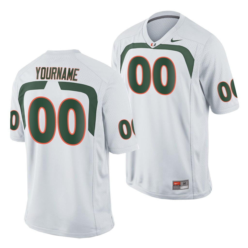 Miami Hurricanes Custom White Game College Jersey RZJ3FGXV