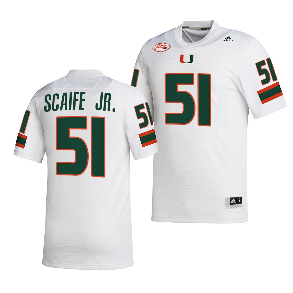 Miami Hurricanes DJ Scaife Jr. Jersey 2022-23 College White #51 NIL Shirt ALIHCGXV