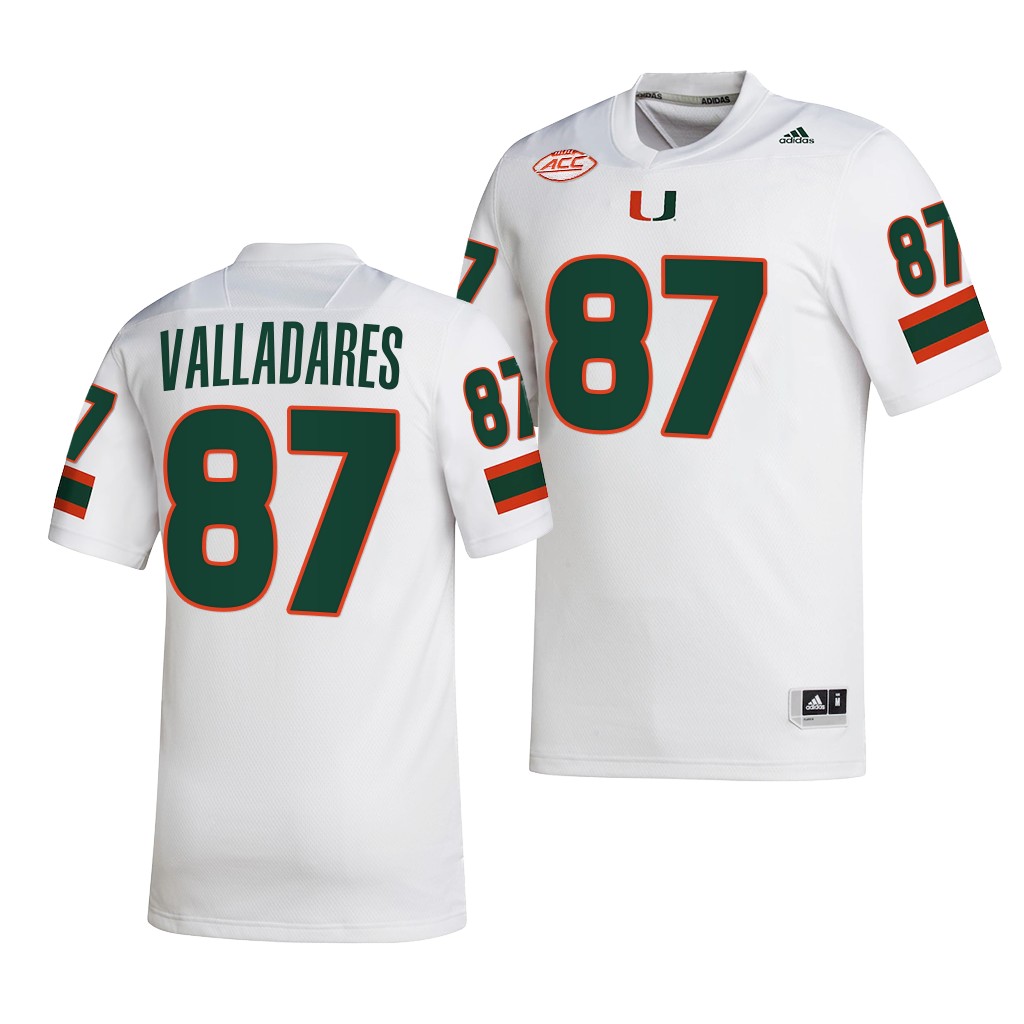 Miami Hurricanes Gabriel Valladares Jersey 2022-23 College White #87 NIL Shirt KYGKNGXV