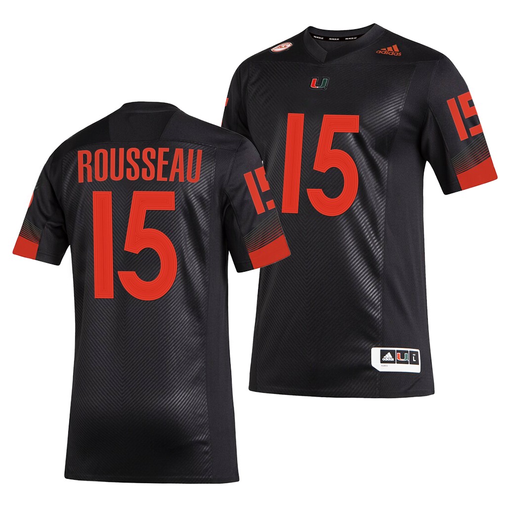 Miami Hurricanes Gregory Rousseau 15 Black Miami Nights 2.0 Premier Strategy Jersey Men FQ00TGXV