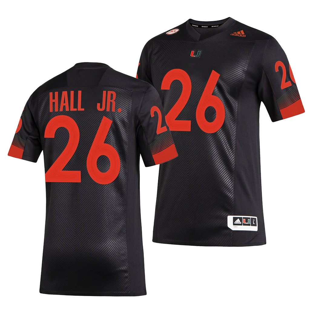Miami Hurricanes Gurvan Hall Jr. 26 Black -22 Miami Nights 2.0 Premier Strategy Jersey Men 515RCGXV