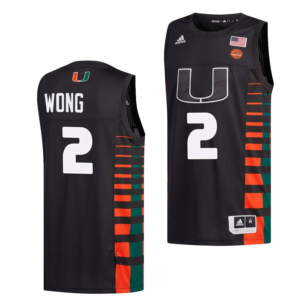 Miami Hurricanes Isaiah Wong #2 Black College uniform Jersey MZ0DCGXV
