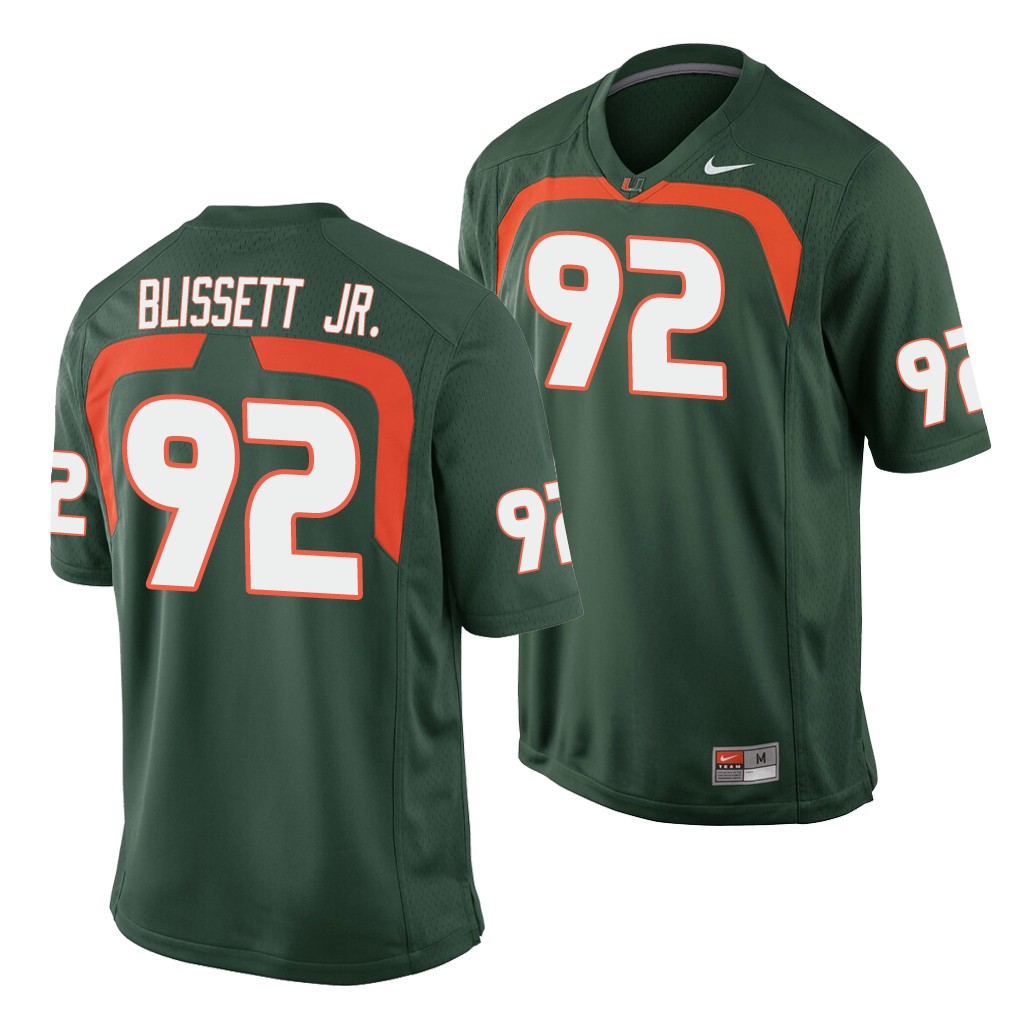 Miami Hurricanes Jason Blissett Jr. Green Game College Jersey HFM3VGXV